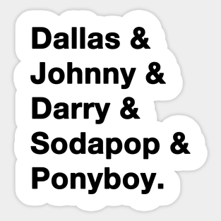 The Outsiders Names Sticker